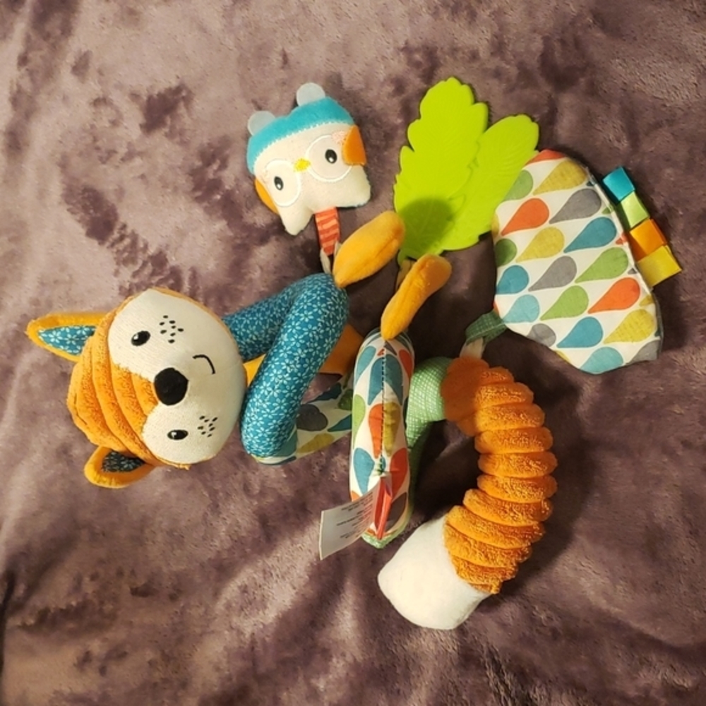 Infantino Go Gaga Spiral Car Seat‎ Activity Toy Fox Rattle Teether Baby Tags
